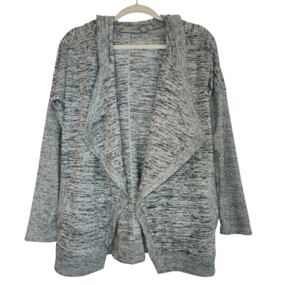 Athleta Blissful Wrap Hooded Cardigan Size S Heather Gray Relaxed Fit Pockets